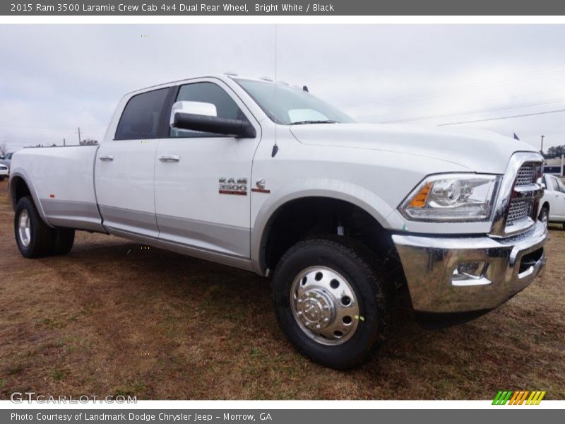 Bright White / Black 2015 Ram 3500 Laramie Crew Cab 4x4 Dual Rear Wheel