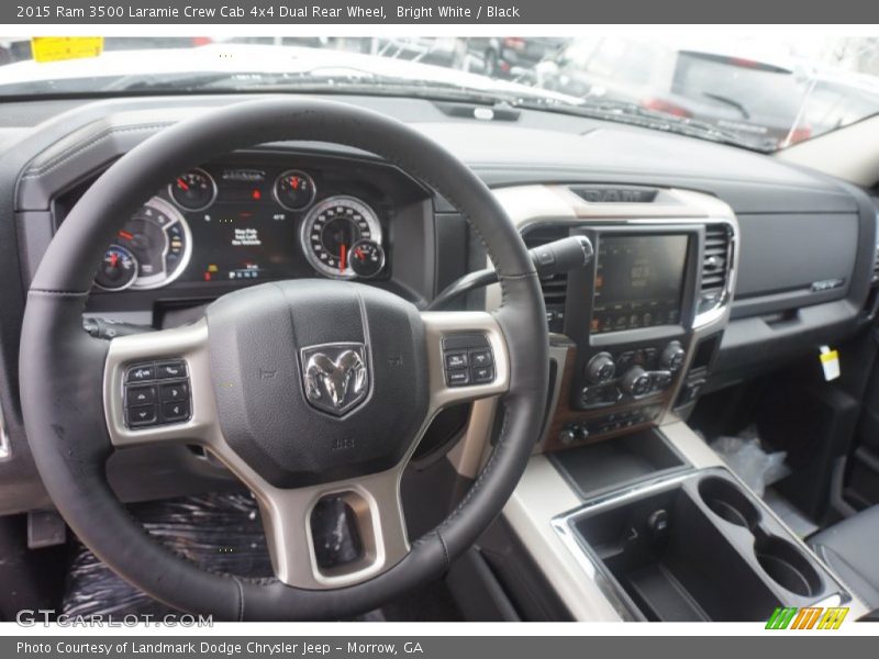 Bright White / Black 2015 Ram 3500 Laramie Crew Cab 4x4 Dual Rear Wheel