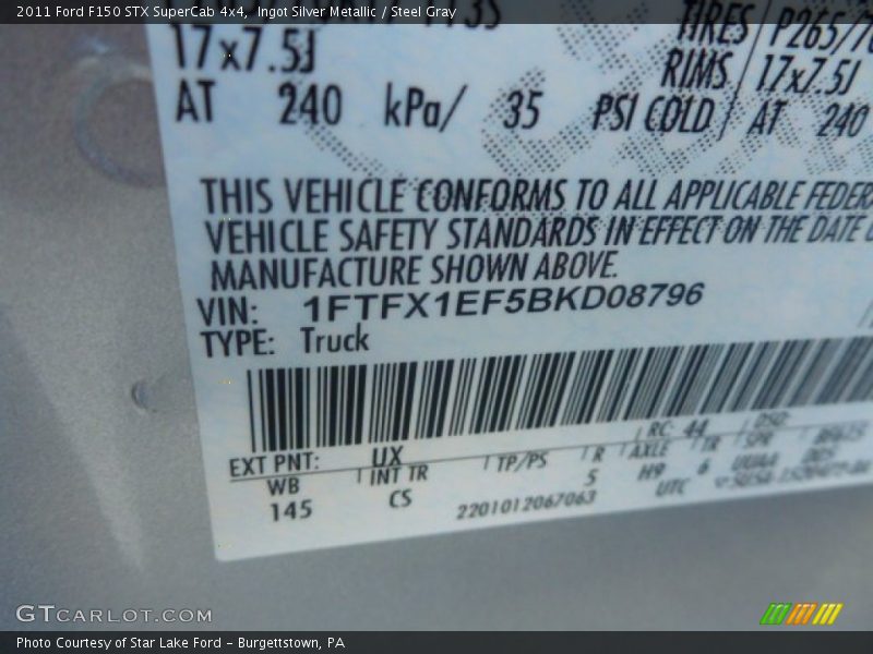Ingot Silver Metallic / Steel Gray 2011 Ford F150 STX SuperCab 4x4