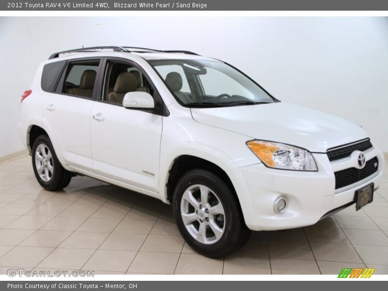 Blizzard White Pearl / Sand Beige 2012 Toyota RAV4 V6 Limited 4WD