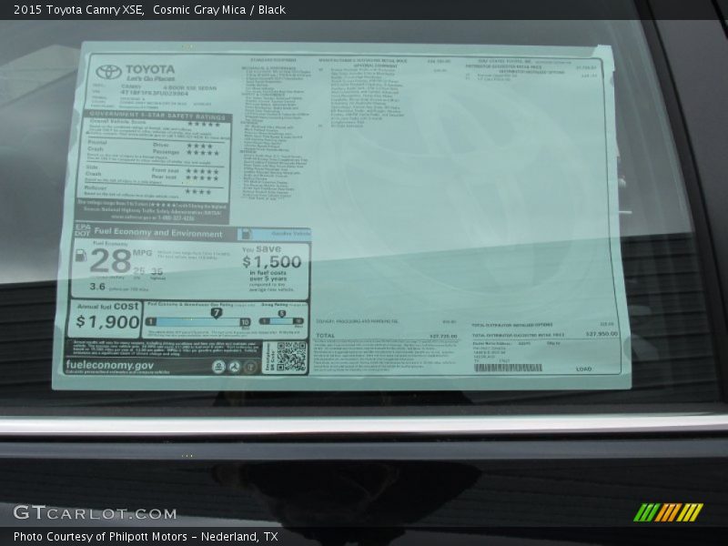 Cosmic Gray Mica / Black 2015 Toyota Camry XSE