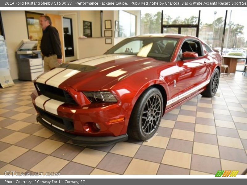 Ruby Red / Shelby Charcoal Black/White Accents Recaro Sport Seats 2014 Ford Mustang Shelby GT500 SVT Performance Package Coupe