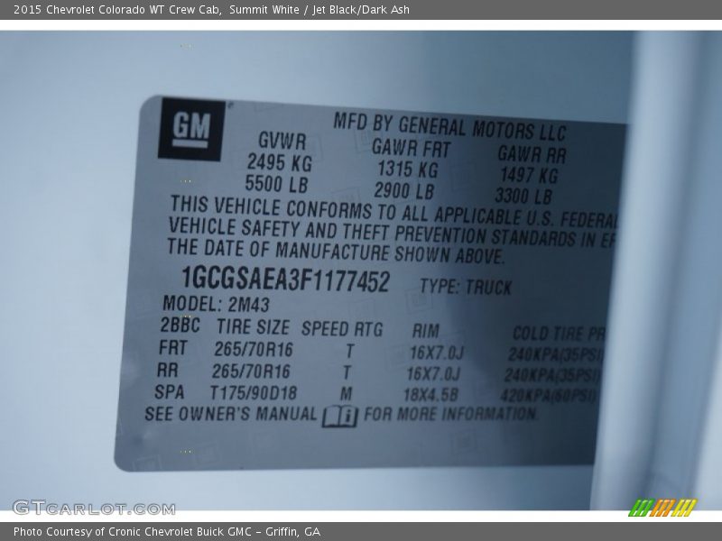 Summit White / Jet Black/Dark Ash 2015 Chevrolet Colorado WT Crew Cab