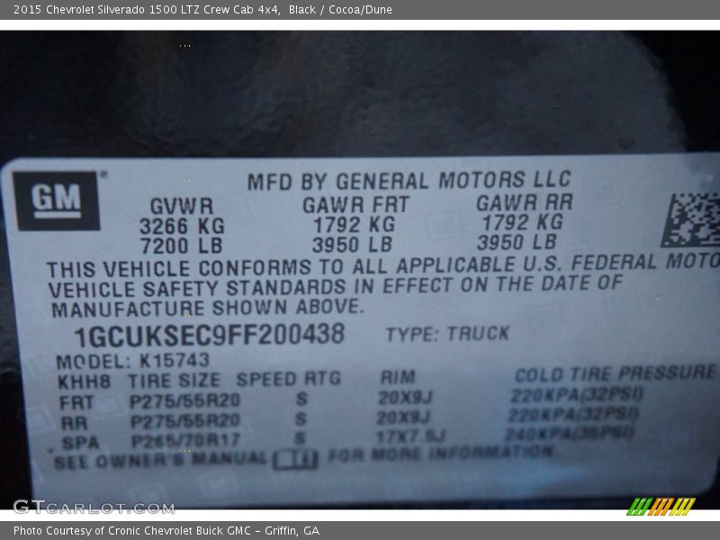 Black / Cocoa/Dune 2015 Chevrolet Silverado 1500 LTZ Crew Cab 4x4