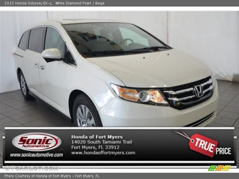 White Diamond Pearl / Beige 2015 Honda Odyssey EX-L