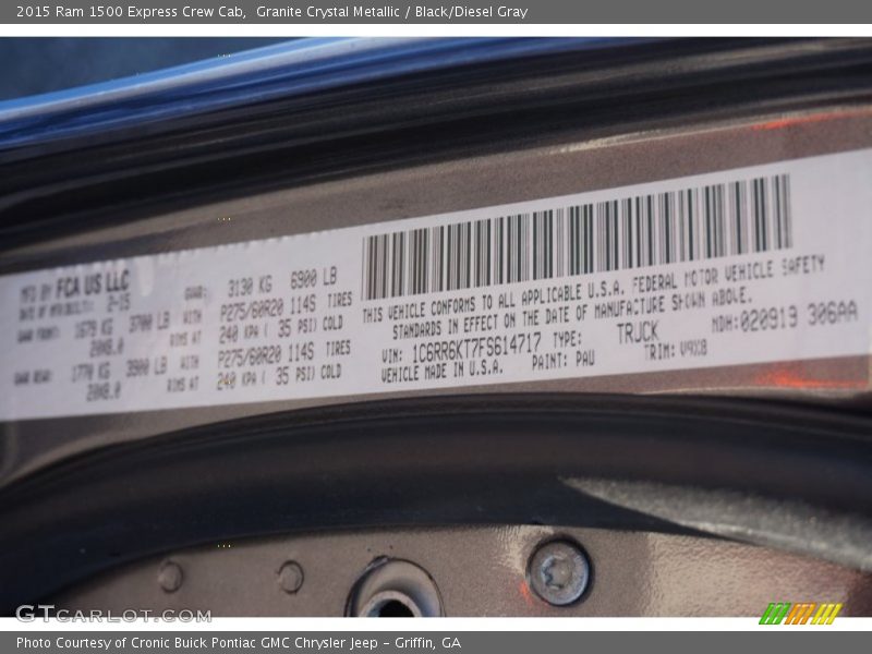 Granite Crystal Metallic / Black/Diesel Gray 2015 Ram 1500 Express Crew Cab