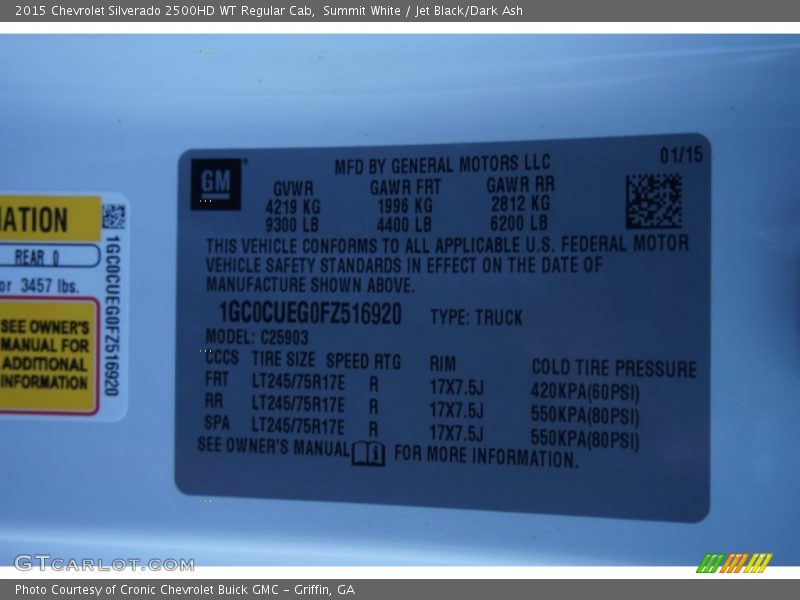 Summit White / Jet Black/Dark Ash 2015 Chevrolet Silverado 2500HD WT Regular Cab