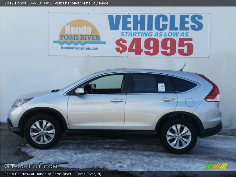 Alabaster Silver Metallic / Beige 2012 Honda CR-V EX 4WD