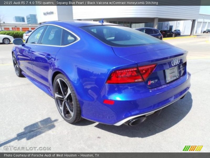 Sepang Blue Pearl / Black Valcona w/Contrast Honeycomb Stitching 2015 Audi RS 7 4.0 TFSI quattro