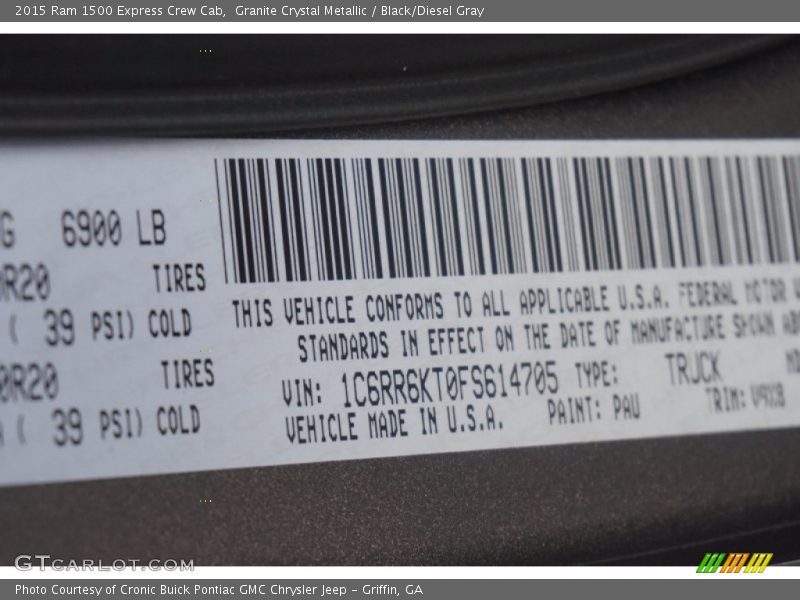 Granite Crystal Metallic / Black/Diesel Gray 2015 Ram 1500 Express Crew Cab