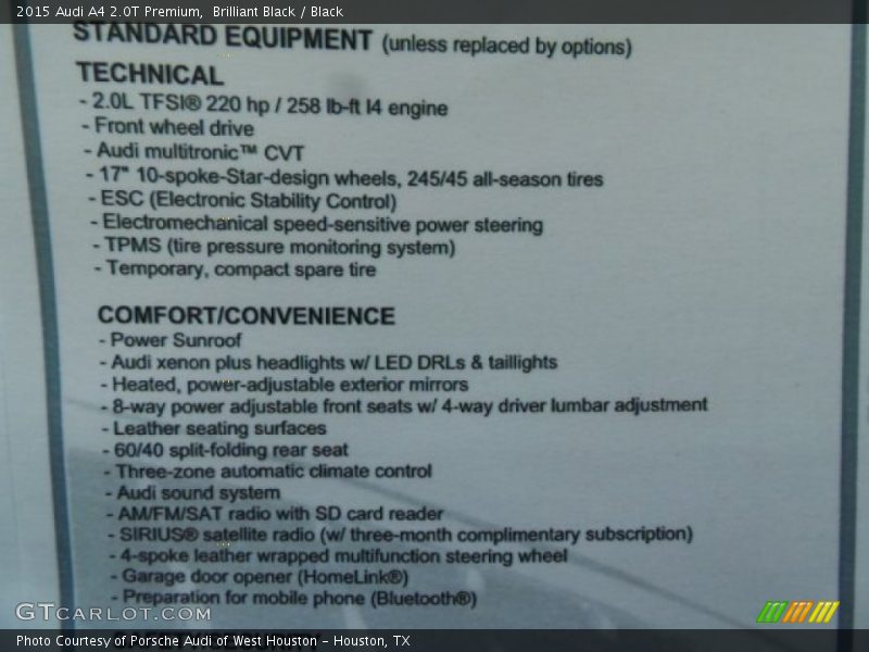 Brilliant Black / Black 2015 Audi A4 2.0T Premium