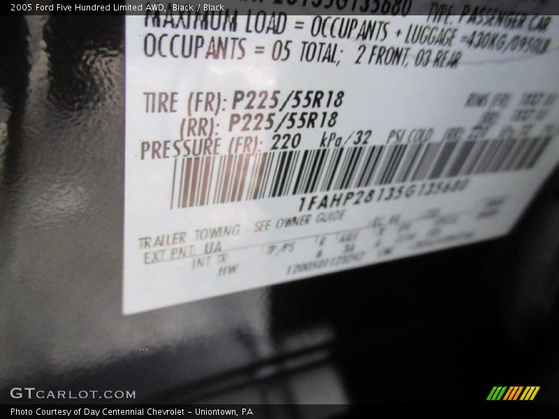 Black / Black 2005 Ford Five Hundred Limited AWD