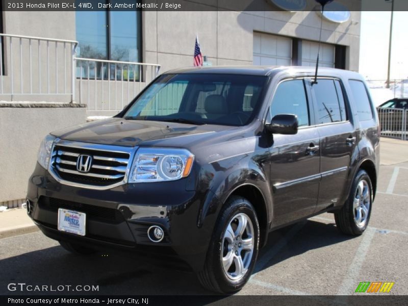 Dark Amber Metallic / Beige 2013 Honda Pilot EX-L 4WD