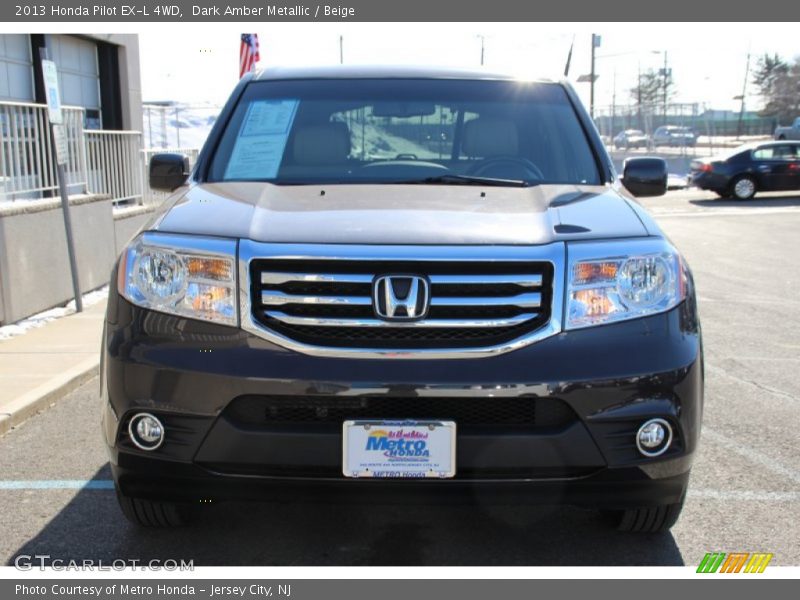 Dark Amber Metallic / Beige 2013 Honda Pilot EX-L 4WD