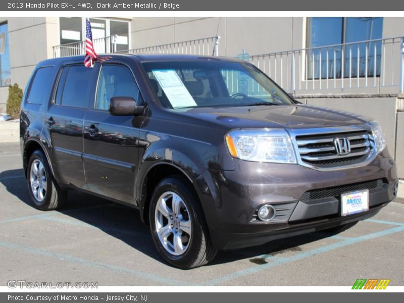Dark Amber Metallic / Beige 2013 Honda Pilot EX-L 4WD