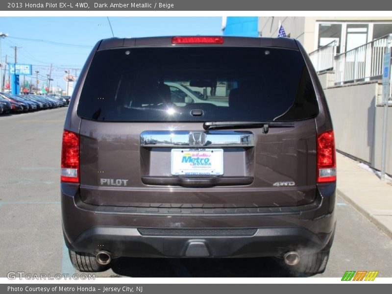 Dark Amber Metallic / Beige 2013 Honda Pilot EX-L 4WD