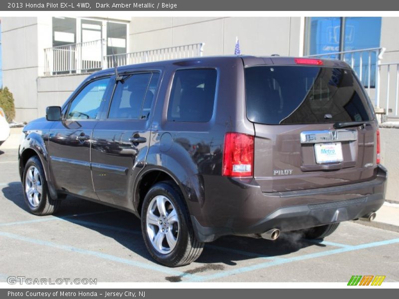 Dark Amber Metallic / Beige 2013 Honda Pilot EX-L 4WD
