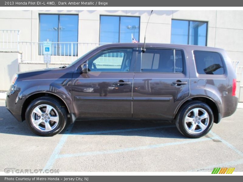 Dark Amber Metallic / Beige 2013 Honda Pilot EX-L 4WD