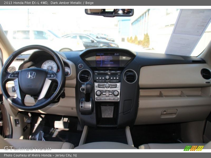 Dark Amber Metallic / Beige 2013 Honda Pilot EX-L 4WD