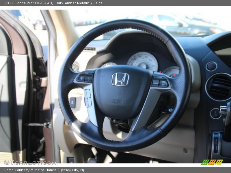 Dark Amber Metallic / Beige 2013 Honda Pilot EX-L 4WD