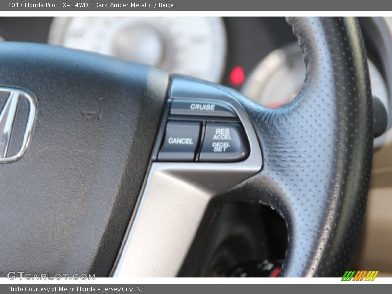 Dark Amber Metallic / Beige 2013 Honda Pilot EX-L 4WD