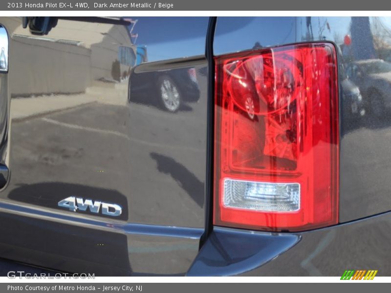 Dark Amber Metallic / Beige 2013 Honda Pilot EX-L 4WD