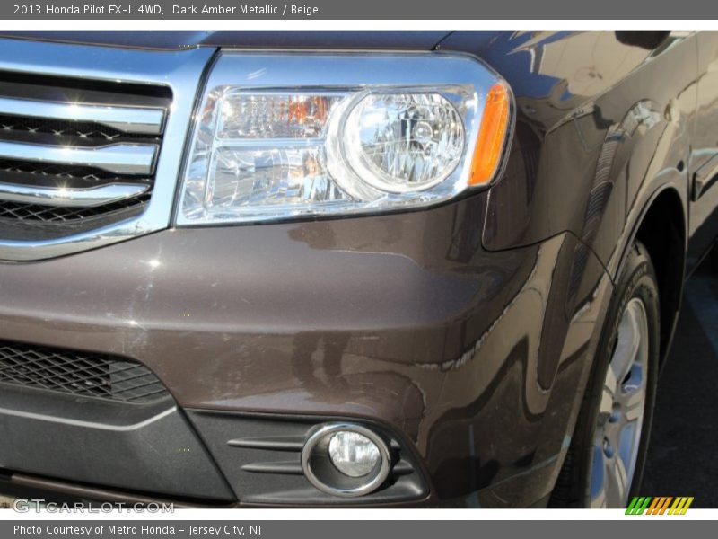 Dark Amber Metallic / Beige 2013 Honda Pilot EX-L 4WD