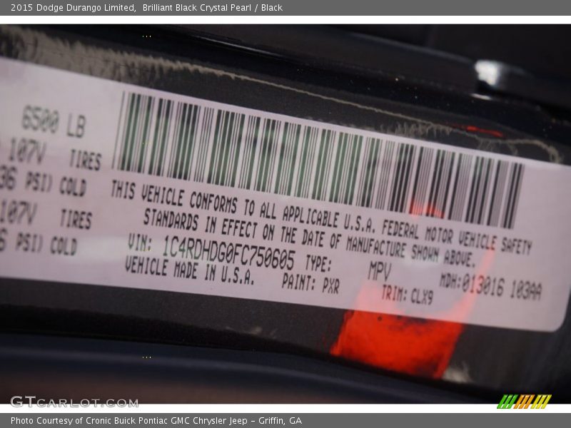 Brilliant Black Crystal Pearl / Black 2015 Dodge Durango Limited