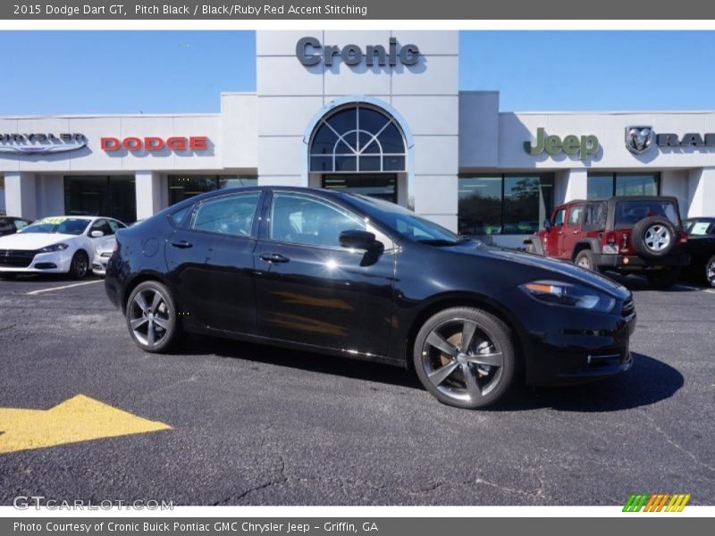 Pitch Black / Black/Ruby Red Accent Stitching 2015 Dodge Dart GT