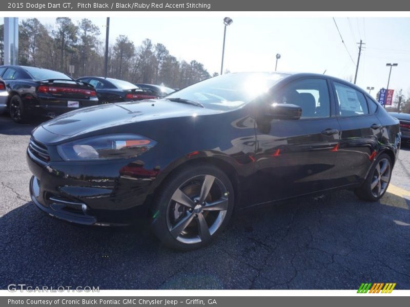 Pitch Black / Black/Ruby Red Accent Stitching 2015 Dodge Dart GT