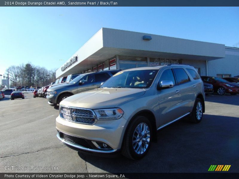 Sandstone Pearl / Black/Tan 2014 Dodge Durango Citadel AWD