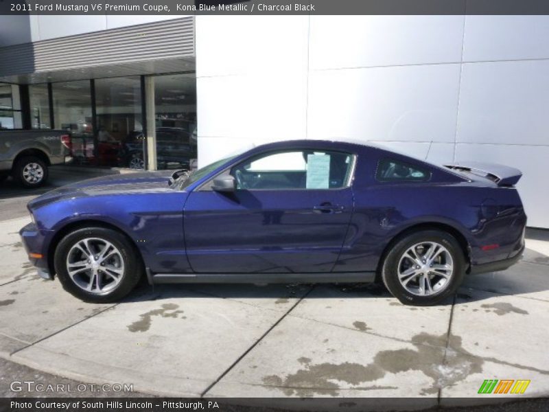 Kona Blue Metallic / Charcoal Black 2011 Ford Mustang V6 Premium Coupe