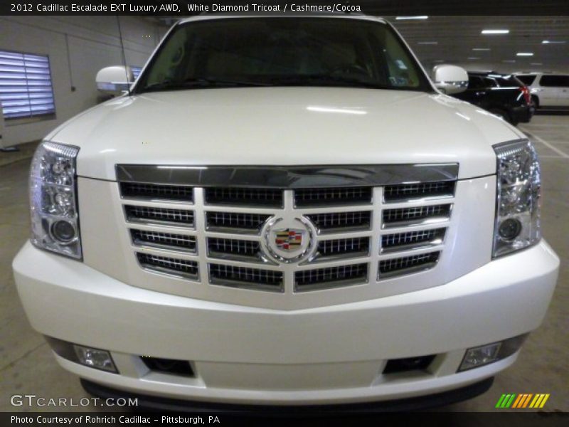 White Diamond Tricoat / Cashmere/Cocoa 2012 Cadillac Escalade EXT Luxury AWD