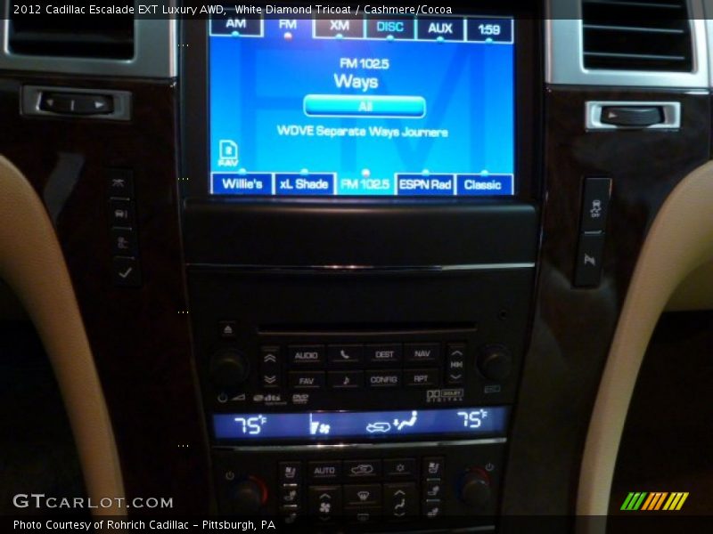 White Diamond Tricoat / Cashmere/Cocoa 2012 Cadillac Escalade EXT Luxury AWD