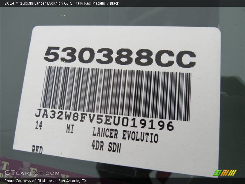 Rally Red Metallic / Black 2014 Mitsubishi Lancer Evolution GSR