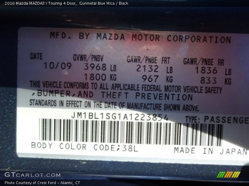 Gunmetal Blue Mica / Black 2010 Mazda MAZDA3 i Touring 4 Door