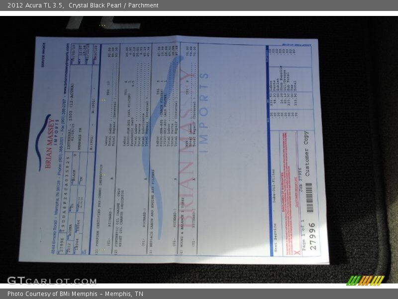 Crystal Black Pearl / Parchment 2012 Acura TL 3.5