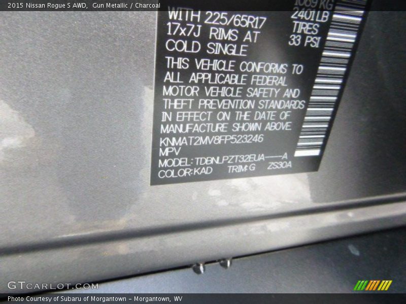 Gun Metallic / Charcoal 2015 Nissan Rogue S AWD