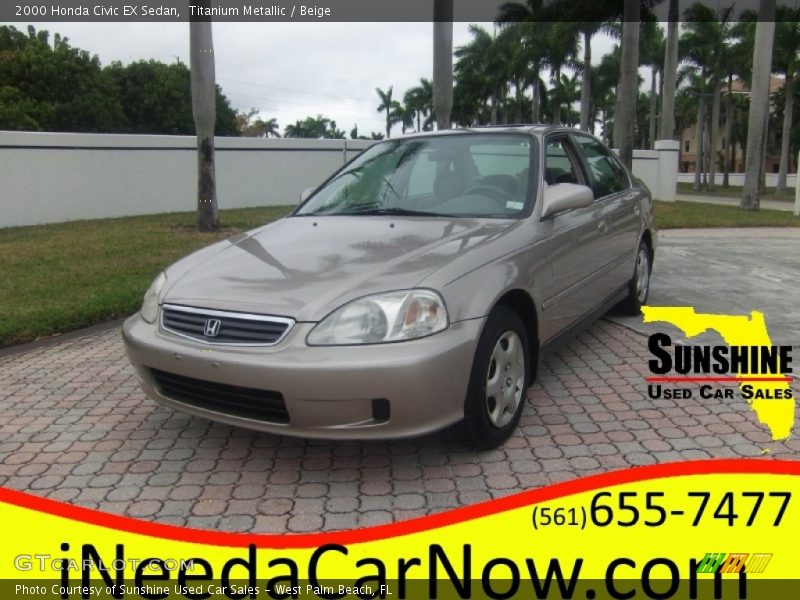 Titanium Metallic / Beige 2000 Honda Civic EX Sedan
