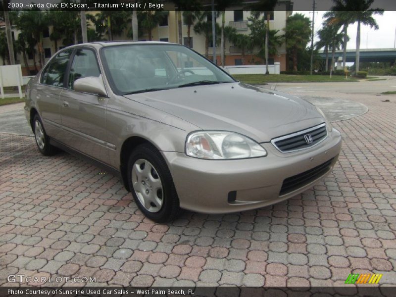 Titanium Metallic / Beige 2000 Honda Civic EX Sedan