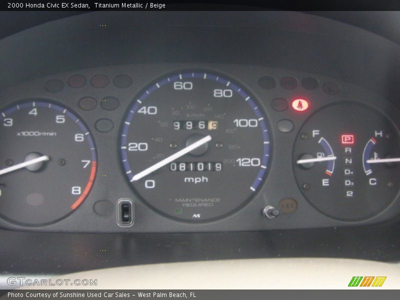 Titanium Metallic / Beige 2000 Honda Civic EX Sedan