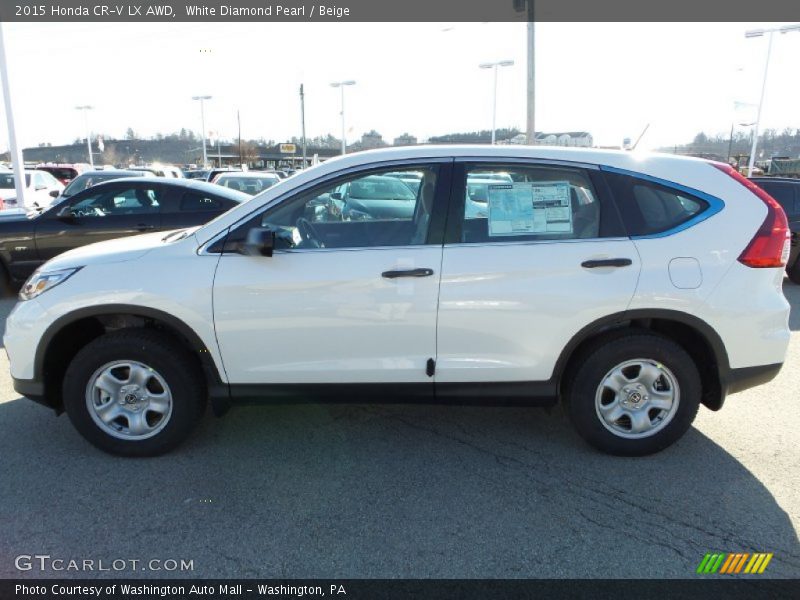 White Diamond Pearl / Beige 2015 Honda CR-V LX AWD