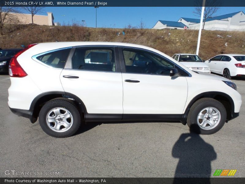 White Diamond Pearl / Beige 2015 Honda CR-V LX AWD