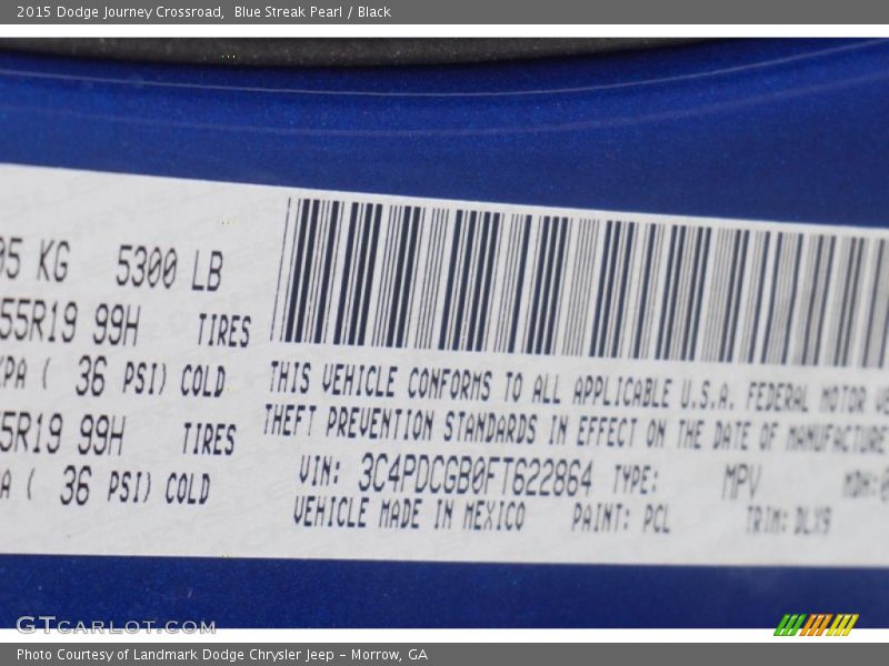 Blue Streak Pearl / Black 2015 Dodge Journey Crossroad