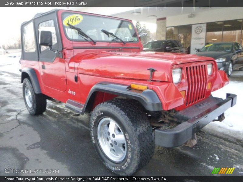 Poppy Red / Gray 1995 Jeep Wrangler S 4x4