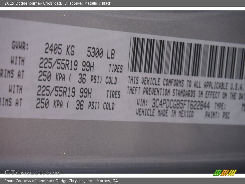 Billet Silver Metallic / Black 2015 Dodge Journey Crossroad