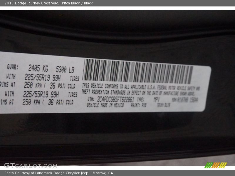 Pitch Black / Black 2015 Dodge Journey Crossroad