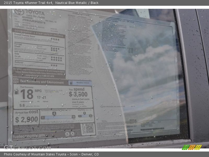 Nautical Blue Metallic / Black 2015 Toyota 4Runner Trail 4x4