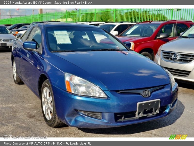 Sapphire Blue Pearl / Black 2005 Honda Accord EX V6 Coupe