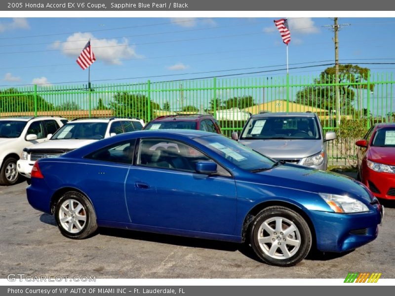 Sapphire Blue Pearl / Black 2005 Honda Accord EX V6 Coupe